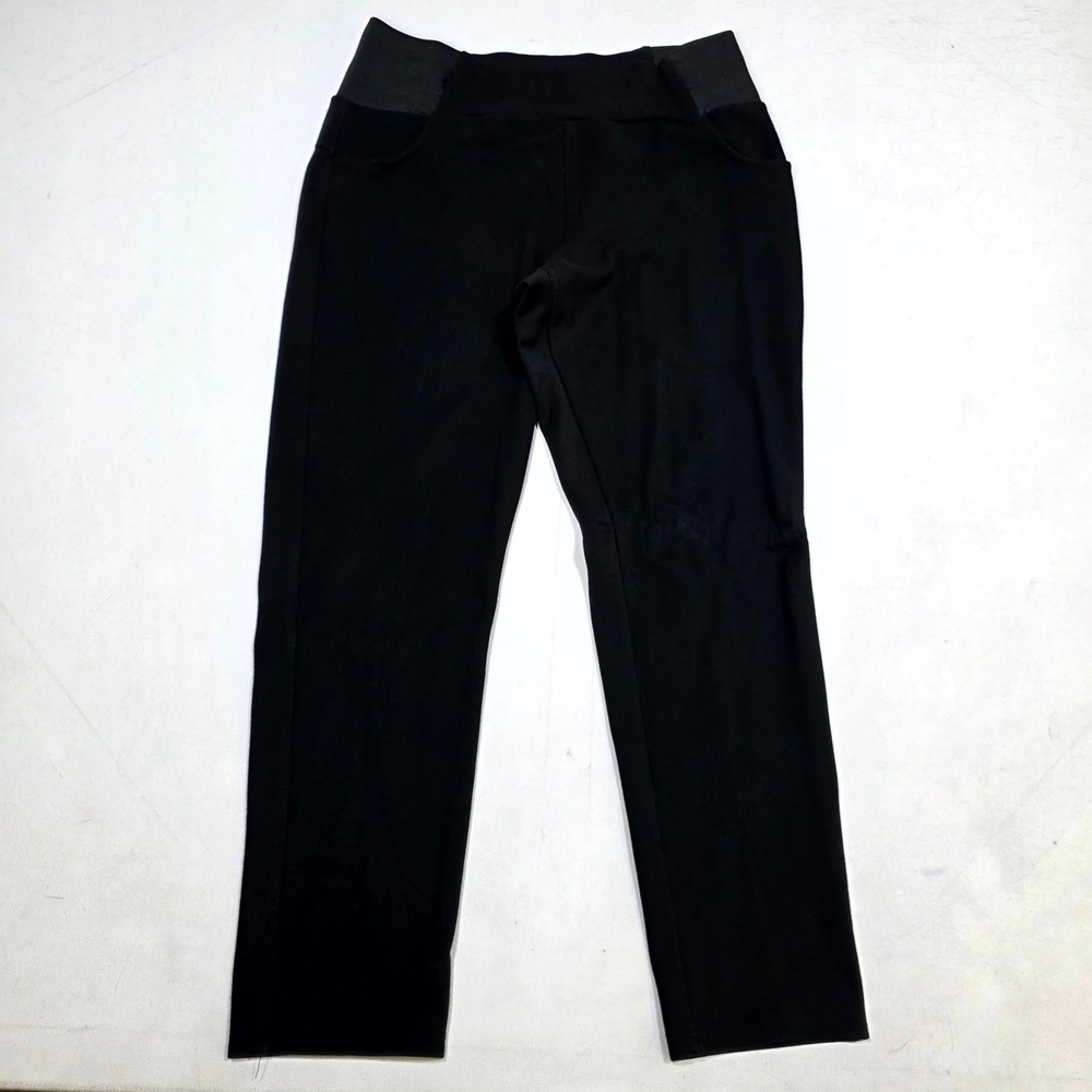 Lark + Grey Maternity Pants Women L Black Ponte Knit Elastic Waist Slim Straight